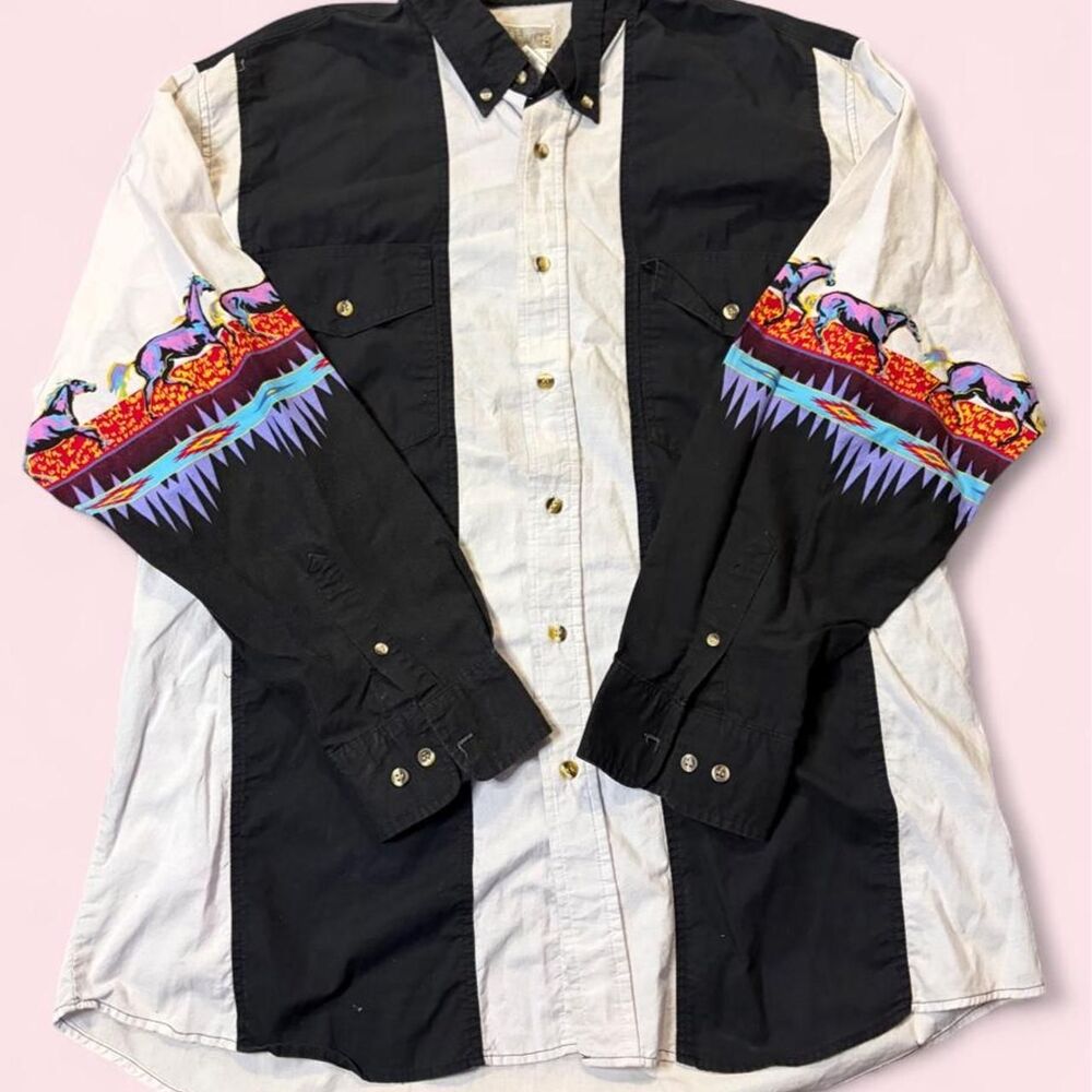 Size XL 90s vintage Express Rider western long-sleeve button-down shirt
